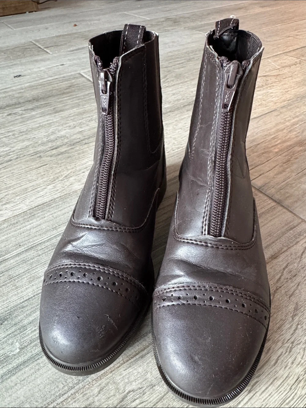 Women's 6 kids 4 brown-Zip Leather Ankle Paddock riding boots